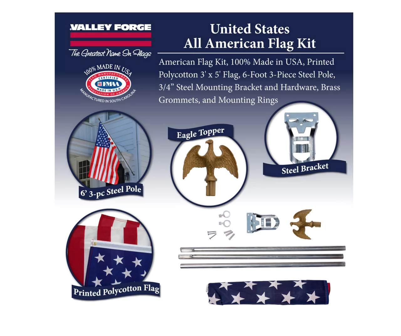American Flag Kit, (3' X 5') 6 American Flag Kit, (3' X 5') - Image 4