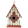 White & Red Distressed Wood & Metal Birdhouse -Outdoor Decor Sales 810429021