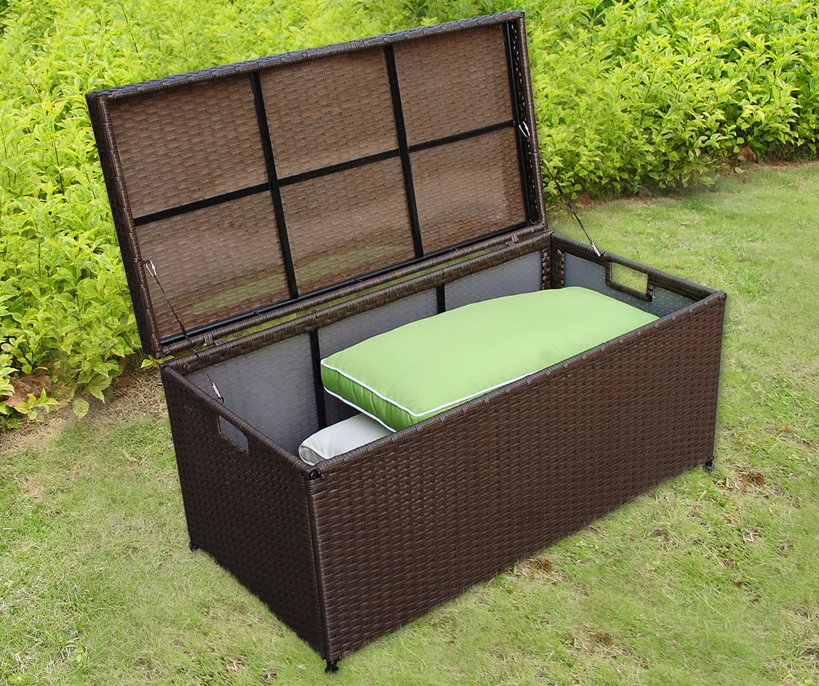 Espresso 48-Gallon All-Weather Wicker Storage Deck Box 4 Espresso 48-Gallon All-Weather Wicker Storage Deck Box - Image 2