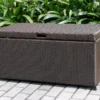 Espresso 48-Gallon All-Weather Wicker Storage Deck Box -Outdoor Decor Sales 810478128