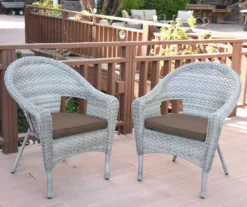 Gray All-Weather Wicker Cushioned Patio Chairs, 2-Pack -Outdoor Decor Sales 810478135 1
