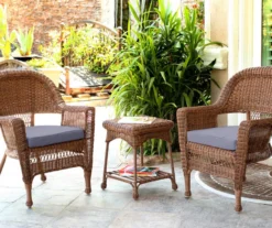 Honey 3-Piece Cushioned Patio All-Weather Wicker Chat Set -Outdoor Decor Sales 810478173