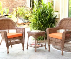 Honey 3-Piece Cushioned Patio All-Weather Wicker Chat Set -Outdoor Decor Sales 810478182