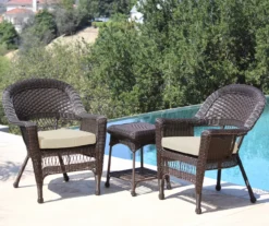 Espresso 3-Piece Cushioned Patio All-Weather Wicker Chat Set -Outdoor Decor Sales 810478208