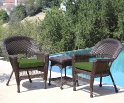 Espresso 3-Piece Cushioned Patio All-Weather Wicker Chat Set -Outdoor Decor Sales 810478209