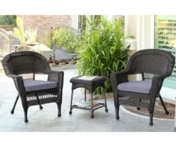 Espresso 3-Piece Cushioned Patio All-Weather Wicker Chat Set -Outdoor Decor Sales 810478210 1