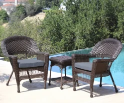 Espresso 3-Piece Cushioned Patio All-Weather Wicker Chat Set -Outdoor Decor Sales 810478210