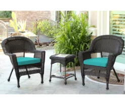 Espresso 3-Piece Cushioned Patio All-Weather Wicker Chat Set -Outdoor Decor Sales 810478261 1