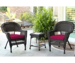 Espresso 3-Piece Cushioned Patio All-Weather Wicker Chat Set -Outdoor Decor Sales 810478263 1