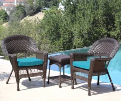 Espresso 3-Piece Cushioned Patio All-Weather Wicker Chat Set -Outdoor Decor Sales 810478264