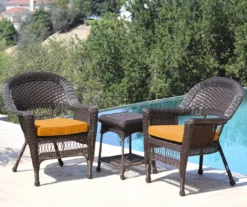 Espresso 3-Piece Cushioned Patio All-Weather Wicker Chat Set -Outdoor Decor Sales 810478265