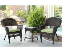 Espresso 3-Piece Cushioned Patio All-Weather Wicker Chat Set -Outdoor Decor Sales 810478266 1