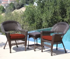 Espresso 3-Piece Cushioned Patio All-Weather Wicker Chat Set -Outdoor Decor Sales 810478267