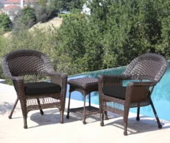 Espresso 3-Piece Cushioned Patio All-Weather Wicker Chat Set -Outdoor Decor Sales 810478268