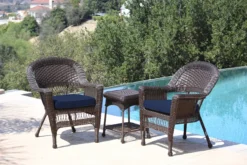 Espresso 3-Piece Cushioned Patio All-Weather Wicker Chat Set -Outdoor Decor Sales 810478270