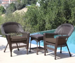 Espresso 3-Piece Cushioned Patio All-Weather Wicker Chat Set -Outdoor Decor Sales 810478271