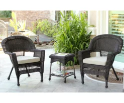 Espresso 3-Piece Cushioned Patio All-Weather Wicker Chat Set -Outdoor Decor Sales 810478272 1