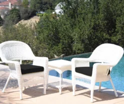 White 3-Piece Cushioned Patio All-Weather Wicker Chat Set 36 White 3-Piece Cushioned Patio All-Weather Wicker Chat Set -Outdoor Decor Sales 810478396