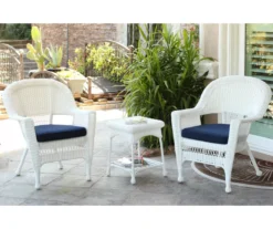 White 3-Piece Cushioned Patio All-Weather Wicker Chat Set 41 White 3-Piece Cushioned Patio All-Weather Wicker Chat Set -Outdoor Decor Sales 810478398 1