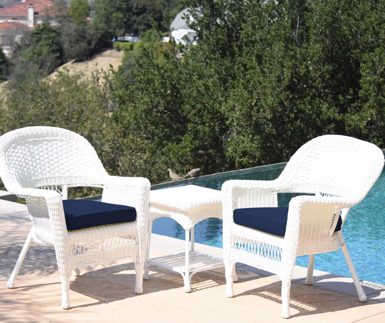 White 3-Piece Cushioned Patio All-Weather Wicker Chat Set 12 White 3-Piece Cushioned Patio All-Weather Wicker Chat Set - Image 10