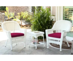 White 3-Piece Cushioned Patio All-Weather Wicker Chat Set 39 White 3-Piece Cushioned Patio All-Weather Wicker Chat Set -Outdoor Decor Sales 810478405 1