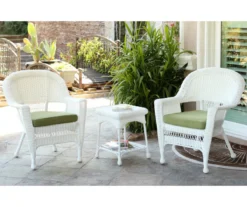 White 3-Piece Cushioned Patio All-Weather Wicker Chat Set 38 White 3-Piece Cushioned Patio All-Weather Wicker Chat Set -Outdoor Decor Sales 810478409 1