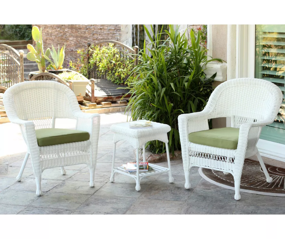 White 3-Piece Cushioned Patio All-Weather Wicker Chat Set 19 White 3-Piece Cushioned Patio All-Weather Wicker Chat Set - Image 17
