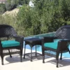 Black 3-Piece Cushioned Patio All-Weather Wicker Chat Set 1 Black 3-Piece Cushioned Patio All-Weather Wicker Chat Set -Outdoor Decor Sales 810478421