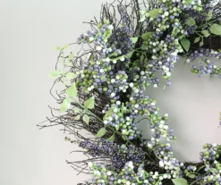 22" Purple, White & Green Berry Wreath -Outdoor Decor Sales 810484075 2