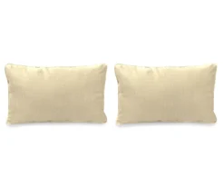 Sand Tan Outdoor Lumbar Throw Pillows, 2-Pack