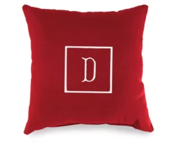 "D" Monogram Indoor/Outdoor Throw Pillow -Outdoor Decor Sales 810522323