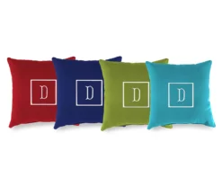 "D" Monogram Indoor/Outdoor Throw Pillow