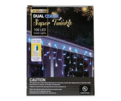 Super Twinkle Dual Color LED Icicle Light Set With White Wire, 100-Lights -Outdoor Decor Sales 810524625 2