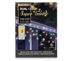 Super Twinkle Dual Color LED Icicle Light Set With White Wire, 100-Lights -Outdoor Decor Sales 810524626 2