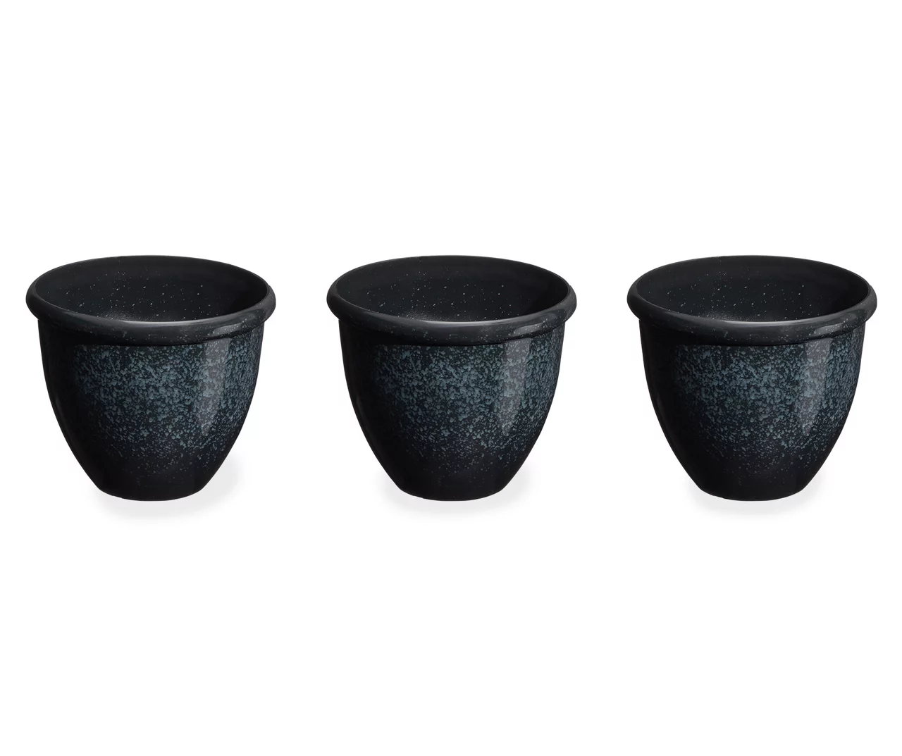 14.25" Green Speckle Glaze Plastic Planters, 3-Pack 4 14.25" Green Speckle Glaze Plastic Planters, 3-Pack - Image 2