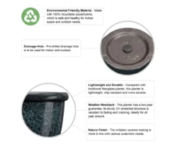 14.25" Green Speckle Glaze Plastic Planters, 3-Pack 15 14.25" Green Speckle Glaze Plastic Planters, 3-Pack -Outdoor Decor Sales 810525063 6