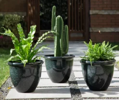 14.25" Green Speckle Glaze Plastic Planters, 3-Pack 17 14.25" Green Speckle Glaze Plastic Planters, 3-Pack -Outdoor Decor Sales 810525063 8
