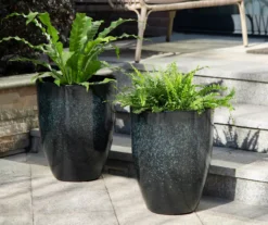 13.75" Green Speckle Glaze Plastic Planters, 2-Pack -Outdoor Decor Sales 810525064 7