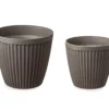 Stone Round Vertical Stripe 2-Piece Plastic Planter Set