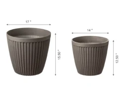Stone Round Vertical Stripe 2-Piece Plastic Planter Set -Outdoor Decor Sales 810525066 5