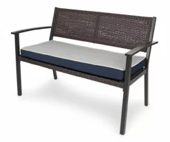 Navy Blue Tick Stripe Reversible Deluxe Outdoor Bench Cushion -Outdoor Decor Sales 810525197 3
