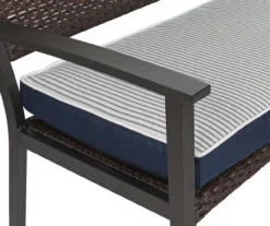 Navy Blue Tick Stripe Reversible Deluxe Outdoor Bench Cushion -Outdoor Decor Sales 810525197 6