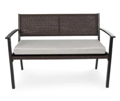 Gray-Linen Deluxe Outdoor Bench Cushion -Outdoor Decor Sales 810525198 2
