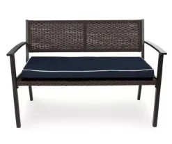 Navy Blue Deluxe Outdoor Bench Cushion -Outdoor Decor Sales 810525199 2