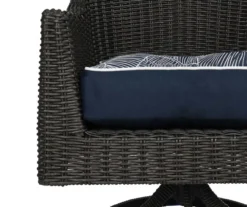 Navy Blue Banana Leaf 4-Piece Outdoor Wicker Chair Cushion Set -Outdoor Decor Sales 810525531 4