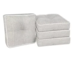 Linen-Gray 4-Piece Outdoor Wicker Chair Cushion Set -Outdoor Decor Sales 810525532 6