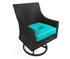 Turquoise 4-Piece Outdoor Wicker Chair Cushion Set