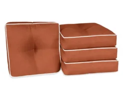 Burnt Orange 4-Piece Outdoor Wicker Chair Cushion Set -Outdoor Decor Sales 810525535 6