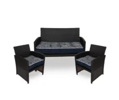 Navy Blue Banana Leaf Outdoor Chair & Settee Cushion Set -Outdoor Decor Sales 810525537 3
