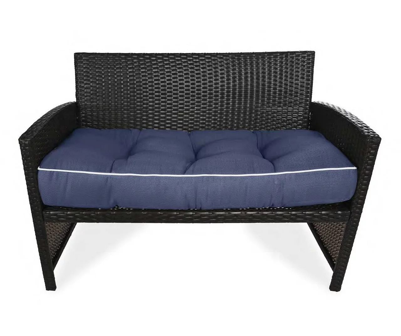 Navy Blue 3-Piece Outdoor Wicker Cushion Set 7 Navy Blue 3-Piece Outdoor Wicker Cushion Set - Image 5